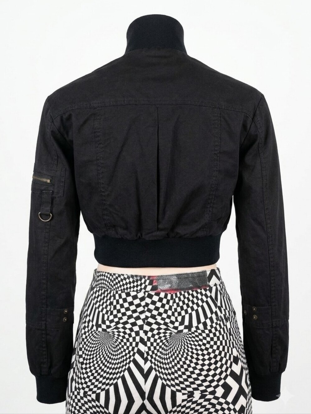 Y2K Cropped Black Jacket Size Small - Picture 3 of 6